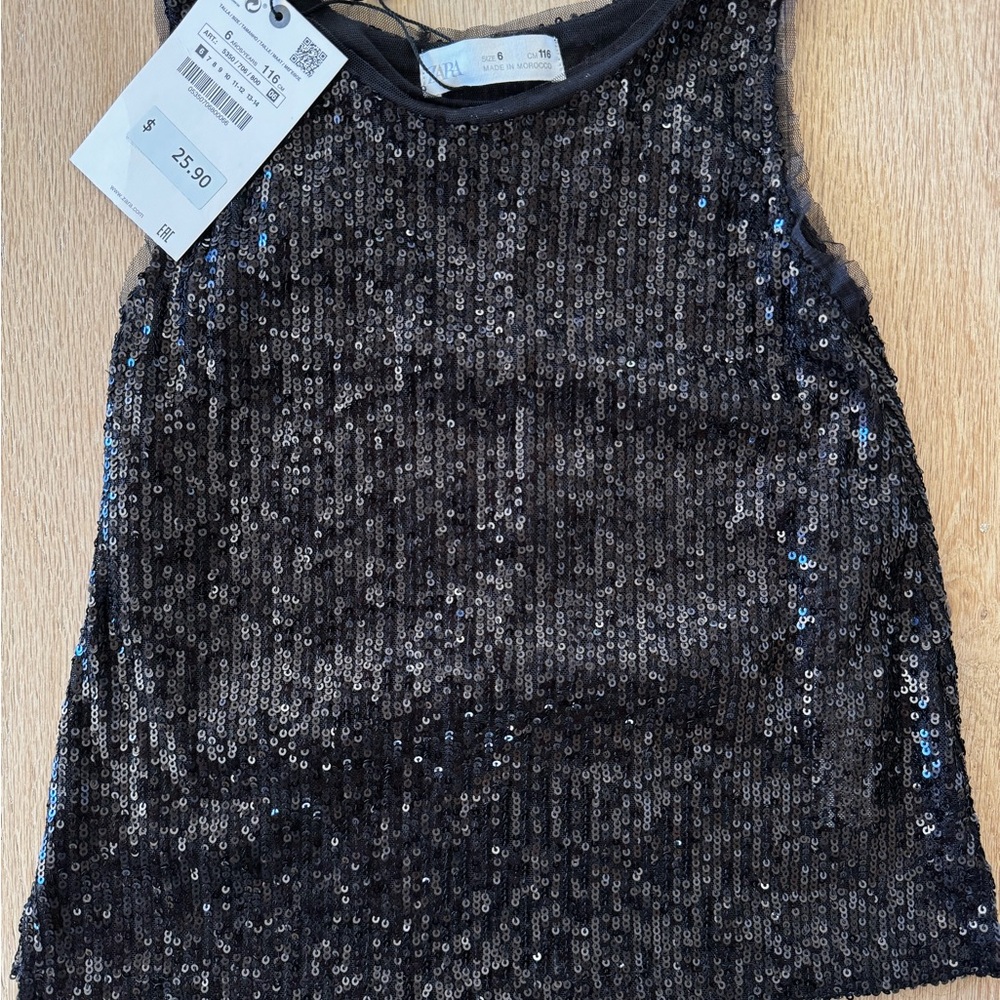 Zara Black Sequin Tank Top